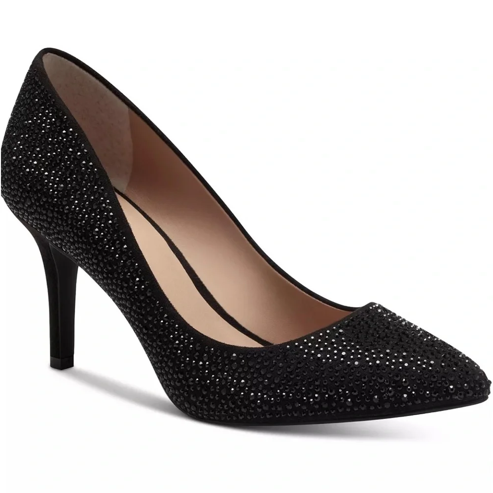 NIB INC Zitah3blk black sparkly pointed toe witchy heels. Size 8